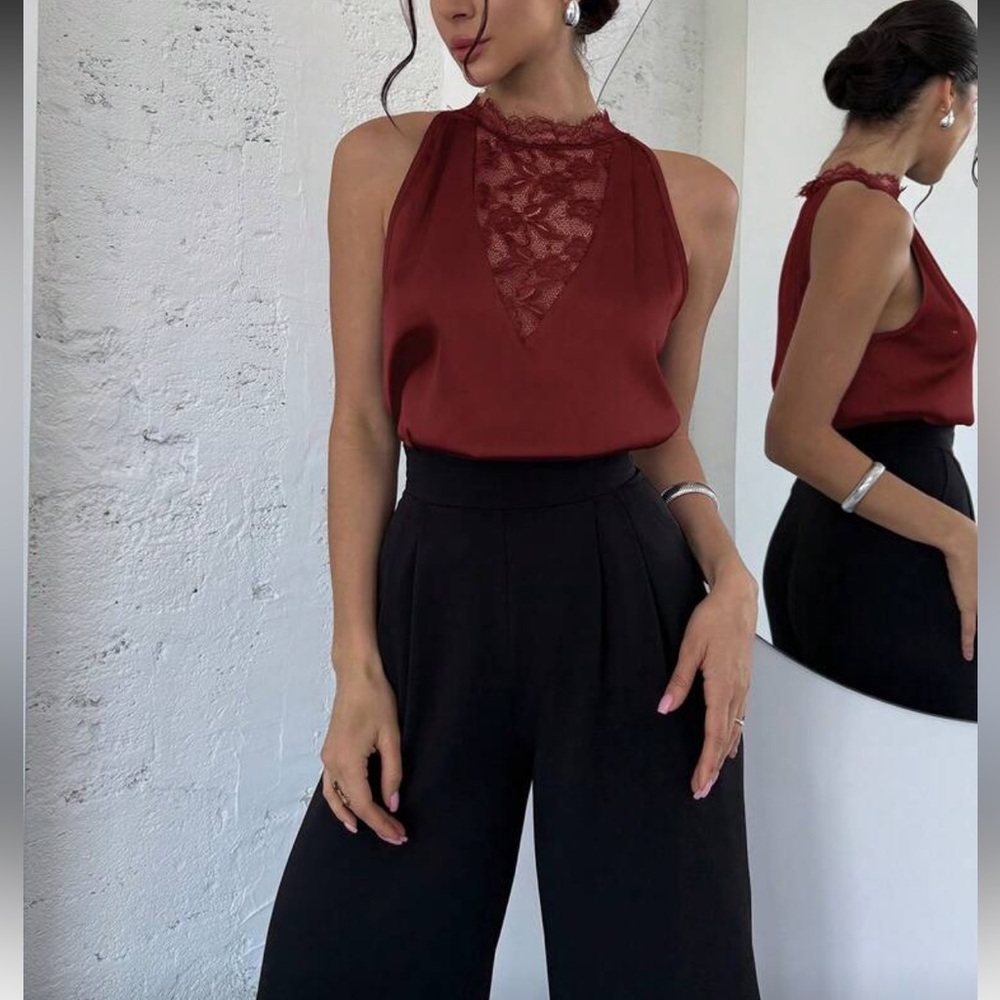 Elegant Burgundy Lace Jumpsuit
